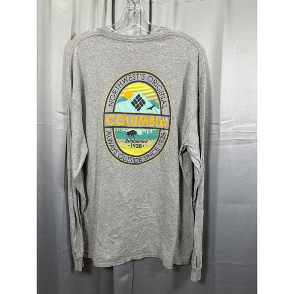 Columbia Shirt Mens Extra Large Gray Long Sleeve Graphic Northwest 1938 Outdoors - Picture 7 of 7